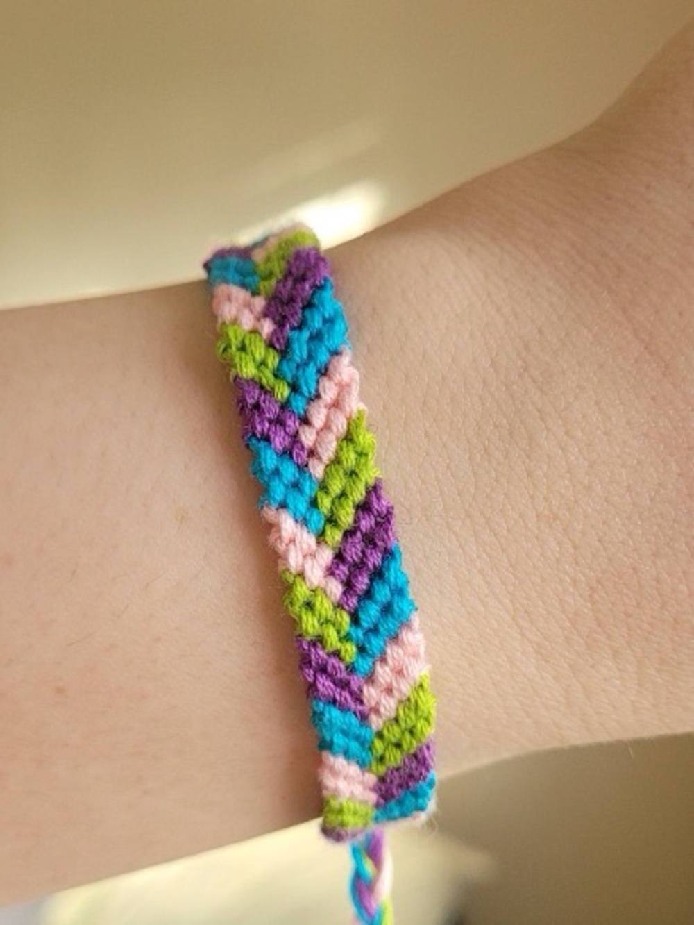 Handmade Chevron Friendship Bracelet in Blue, Pink, Green, Purple